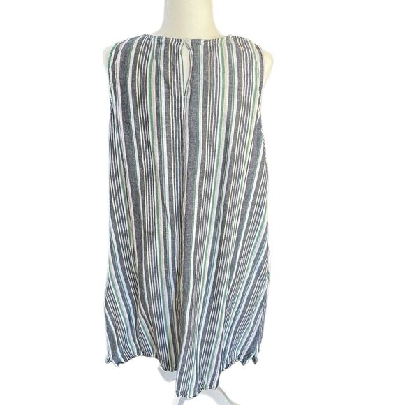 Liz Claiborne Dress Womens Plus Size 1X Striped Linen Cotton Pockets Knee Length - Picture 2 of 11